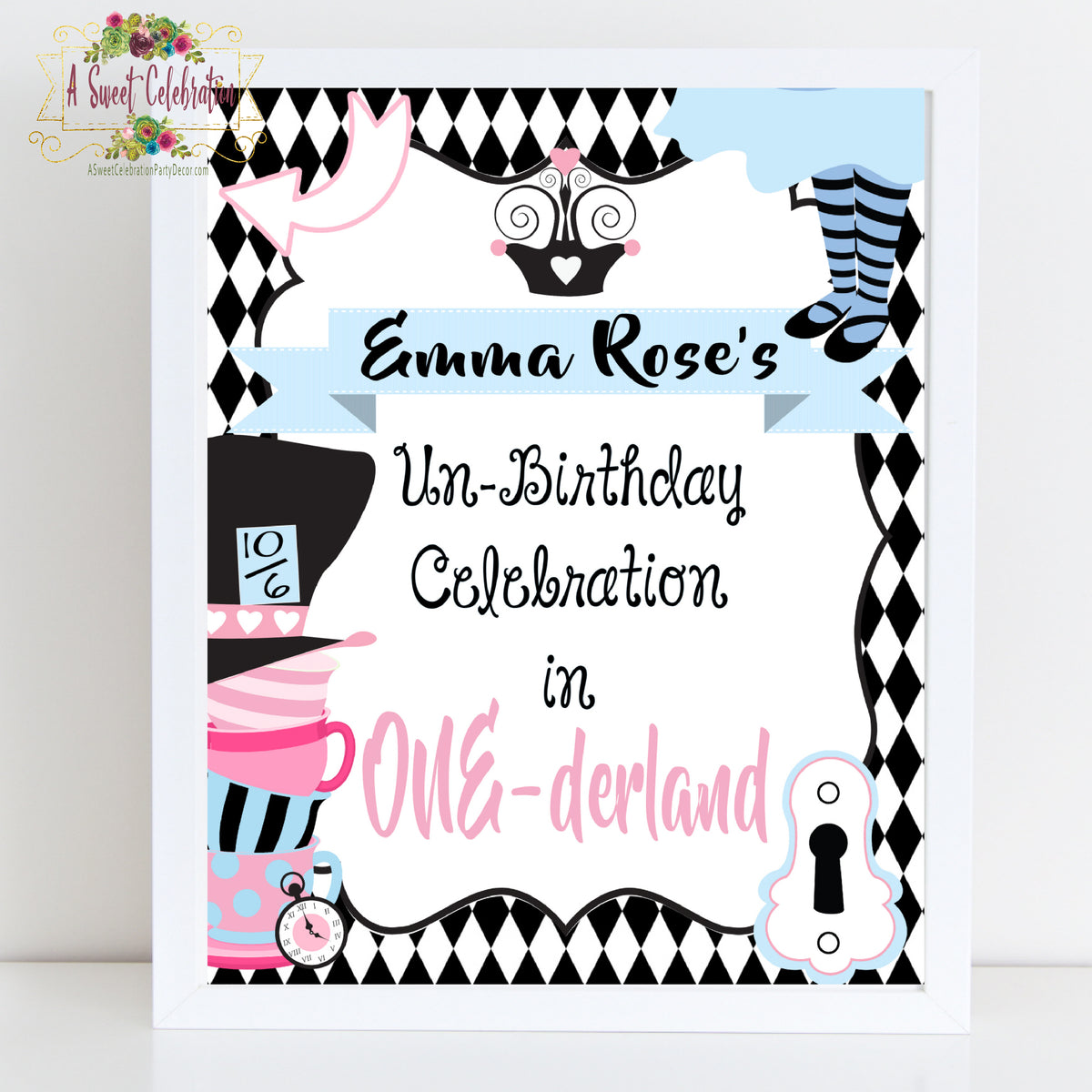 Alice in Wonderland Tea Party Birthday Thank You Pink - Instant Digita