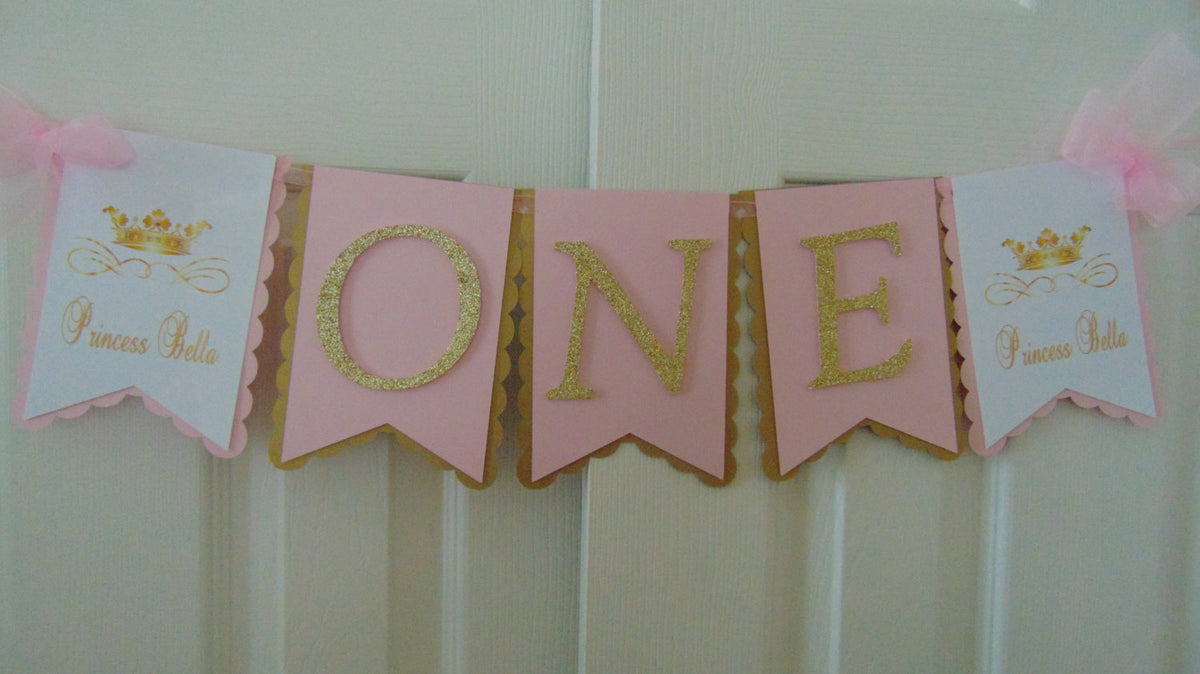 1st Birthday Pink and Gold Banner, First Birthday Decor