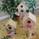 SHABBY CHIC SPRING SMALL BIRDHOUSES SET OF 3