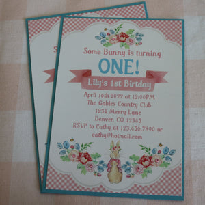 SOME BUNNY IS ONE 1st BIRTHDAY PERSONALIZED INVITATION - DIY PRINTABLE