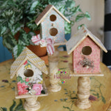 SHABBY CHIC SPRING SMALL BIRDHOUSES SET OF 3