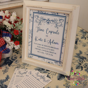 VINTAGE BLUE BRIDAL SHOWER PERSONALIZED TIME CAPSULE - DIY PRINTABLE