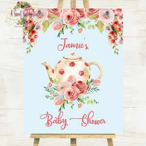 BABY SHOWER SHABBY CHIC TEA PARTY - LARGE 16X20" WELCOME SIGN  DIY PRINTABLE