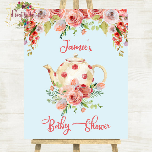 BABY SHOWER SHABBY CHIC TEA PARTY - LARGE 16X20