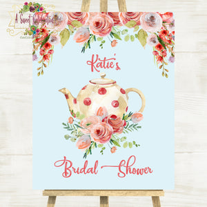 BRIDAL SHOWER SHABBY CHIC TEA PARTY - LARGE 16X20" WELCOME SIGN  DIY PRINTABLE