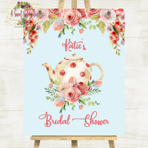 BRIDAL SHOWER SHABBY CHIC TEA PARTY - LARGE 16X20