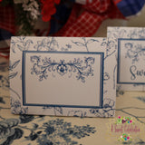 VINTAGE BLUE BRIDAL SHOWER FOOD TABLE TENTS - DIY  PRINTABLE INSTANT DOWNLOAD