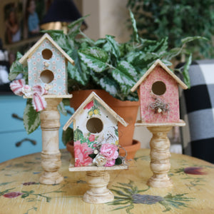 SHABBY CHIC SPRING SMALL BIRDHOUSES SET OF 3