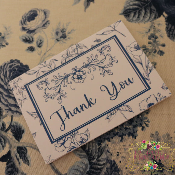 VINTAGE BLUE BRIDAL SHOWER THANK YOU  - DIY PRINTABLE INSTANT DOWNLOAD