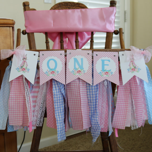 SOME BUNNY IS ONE 1st BIRTHDAY ONE HIGH CHAIR BANNER - INSTANT DOWNLOAD