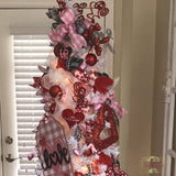 VALENTINE'S DAY 6 FT FULLY DECORATED HOLIDAY TREE RED PINK AND BLACK LOVE IS IN THE AIR