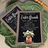 EASTER BRUNCH INVITATION - FARMHOUSE CARROT - BLACK GINGHAM  - DIY PRINTABLE