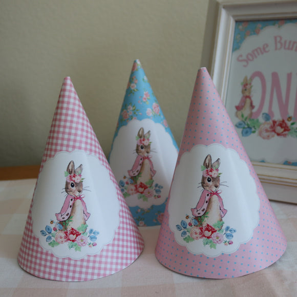 SOME BUNNY IS ONE 1st BIRTHDAY PARTY HATS - INSTANT DOWNLOAD