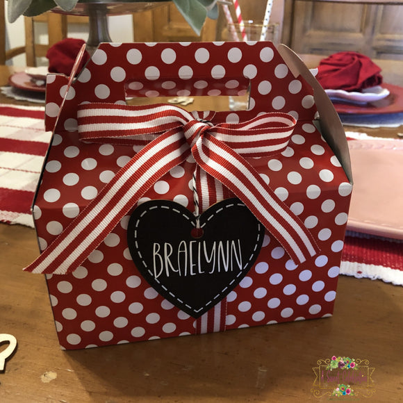 VALENTINE'S DAY FAVOR BOXES  WITH PERSONALIZED GIFT TAGS SET OF 3
