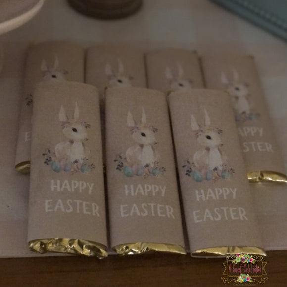 EASTER FLORAL BUNNY -EASTER  CANDY BAR WRAPPERS  - DIY INSTANT DOWNLOAD