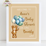 BEARLY WAIT PINK BABY SHOWER PERSONALIZED WELCOME SIGN DIY PRINTABLE