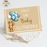 BEARLY WAIT BLUE BABY SHOWER DON'T SAY BABY GAME - INSTANT DOWNLOAD