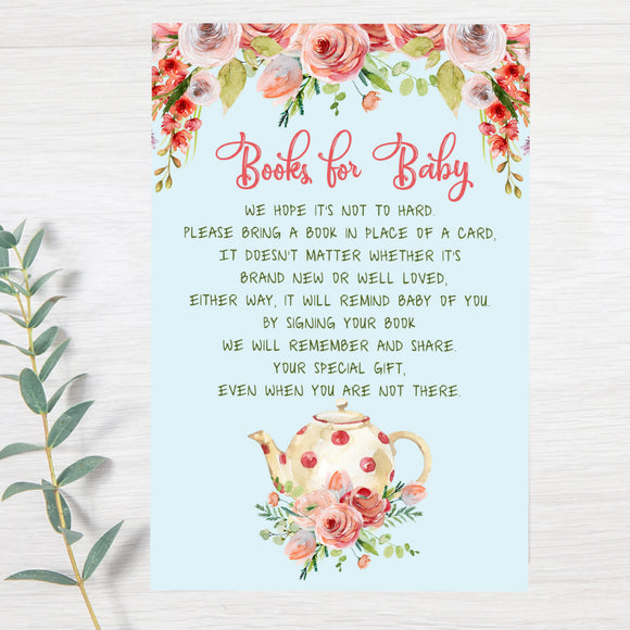 BABY SHOWER SHABBY CHIC TEA PARTY BOOKS FOR BABY - DIY INSTANT DOWNLOAD