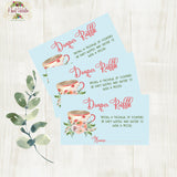 BABY SHOWER SHABBY CHIC TEA PARTY DIAPER RAFFLE CARDS- DIY INSTANT DOWNLOAD