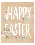 EASTER FLORAL BUNNY -HAPPY EASTER PICTURE  - DIY INSTANT DOWNLOAD