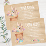 EASTER FLORAL BUNNY - HAPPY EASTER - EASTER INVITATION - DIY - WITH MATCHING THANK YOU