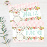 Some BUNNY is One! Floral Bunny Printable Birthday Thank You - Instant Download