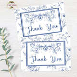 VINTAGE BLUE BRIDAL SHOWER THANK YOU  - DIY PRINTABLE INSTANT DOWNLOAD