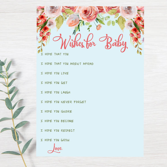 BABY SHOWER SHABBY CHIC TEA PARTY WISHES FOR BABY - INSTANT DOWNLOAD