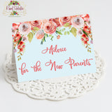 BABY SHOWER SHABBY CHIC TEA PARTY ADVICE CARD FOR THE NEW PARENTS - INSTANT DOWNLOAD