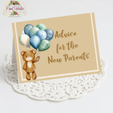 BEARLY WAIT BLUE BABY SHOWER ADVICE FOR THE NEW PARENTS - INSTANT DOWNLOAD