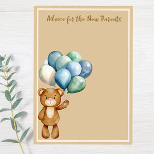 BEARLY WAIT BLUE BABY SHOWER ADVICE FOR THE NEW PARENTS - INSTANT DOWNLOAD