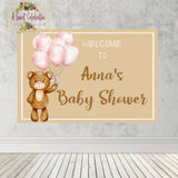 BEARLY WAIT PINK BABY SHOWER PERSONALIZED WELCOME BACKDROP