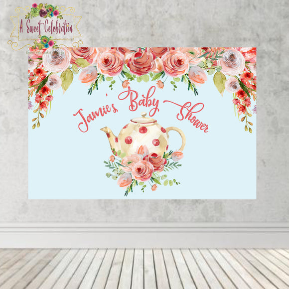 BABY SHOWER SHABBY CHIC TEA PARTY - LARGE BANNER  DIY PRINTABLE
