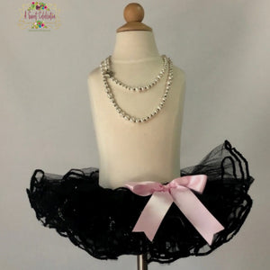 Tutu Baby - Girls Skirt - Black 4 Layer Tutu with Sequins 1st Birthday Tutu