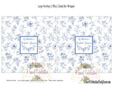 VINTAGE BLUE BRIDAL SHOWER PERSOALIZED LARGE CANDY BAR WRAPPERS - DIY  PRINTABLE