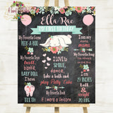 Some BUNNY is One! Floral Bunny Personalized Printable 1st Birthday 16x20 Milestone Chalkboard - JPG Only