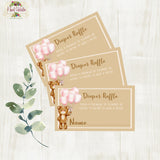 BEARLY WAIT BABY SHOWER PINK DIAPER RAFFLE CARDS - INSTANT DOWNLOAD