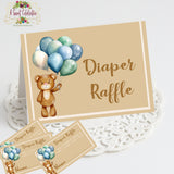 BEARLY WAIT BABY SHOWER BLUE DIAPER RAFFLE CARDS - INSTANT DOWNLOAD