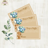 BEARLY WAIT BABY SHOWER BLUE DIAPER RAFFLE CARDS - INSTANT DOWNLOAD