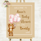 BEARLY WAIT BLUE BABY SHOWER PERSONALIZED LARGE WELCOME SIGN DIY PRINTABLE