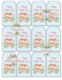 MOTHER'S DAY CHIC TEA PARTY - THANK YOU FAVOR TAGS -  INSTANT DOWNLOAD