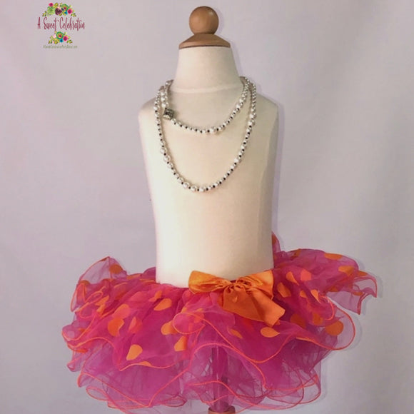 Tutu Baby - Girls Skirt - Fuchsia and Orange Polka Dot
