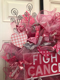 BREAST CANCER PINK DECORATED DOOR WREATH - 10% DONATION TO