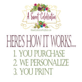 VINTAGE BLUE BRIDAL SHOWER PERSOALIZED LARGE CANDY BAR WRAPPERS - DIY  PRINTABLE