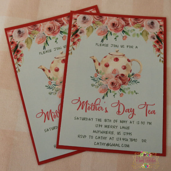 MOTHER'S DAY SHABBY CHIC TEA PARTY INVITATION - DIY PRINTABLE