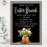 EASTER BRUNCH INVITATION - FARMHOUSE CARROT - BLACK GINGHAM  - DIY PRINTABLE