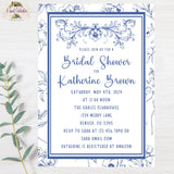 VINTAGE BLUE BRIDAL SHOWER INVITATION  - DIY PRINTABLE WITH MATCHING THANK YOU