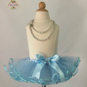 Tutu Baby - Girls Skirt - Pale Blue Glitter Tulle With Sequins - 1st Birthday Tutu