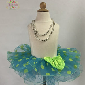 Tutu Baby - Girls  Skirt - Turquoise and Lime Polka Dots