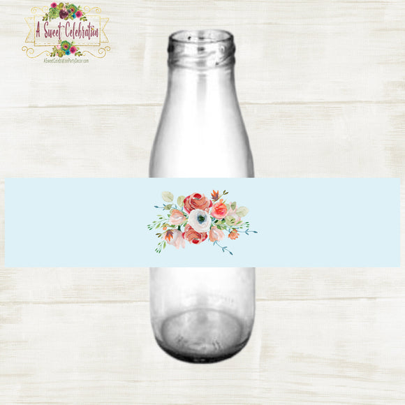 BRIDAL SHOWER SHABBY CHIC TEA PARTY - WATER LABELS 2X9